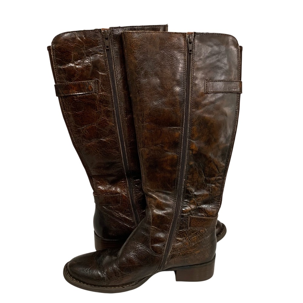 Born‎ Gibb Tall Riding Boots Brown Distressed Leather Womens 7.5 F56716 - Picture 3 of 11